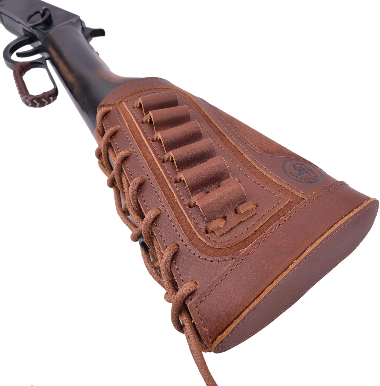 Leather Gun Buttstock Cheek Rest Pad Rifle Ammo Holder for .30-30 .44mag .357 .308 .45-70 12GA 16GA 20GA
