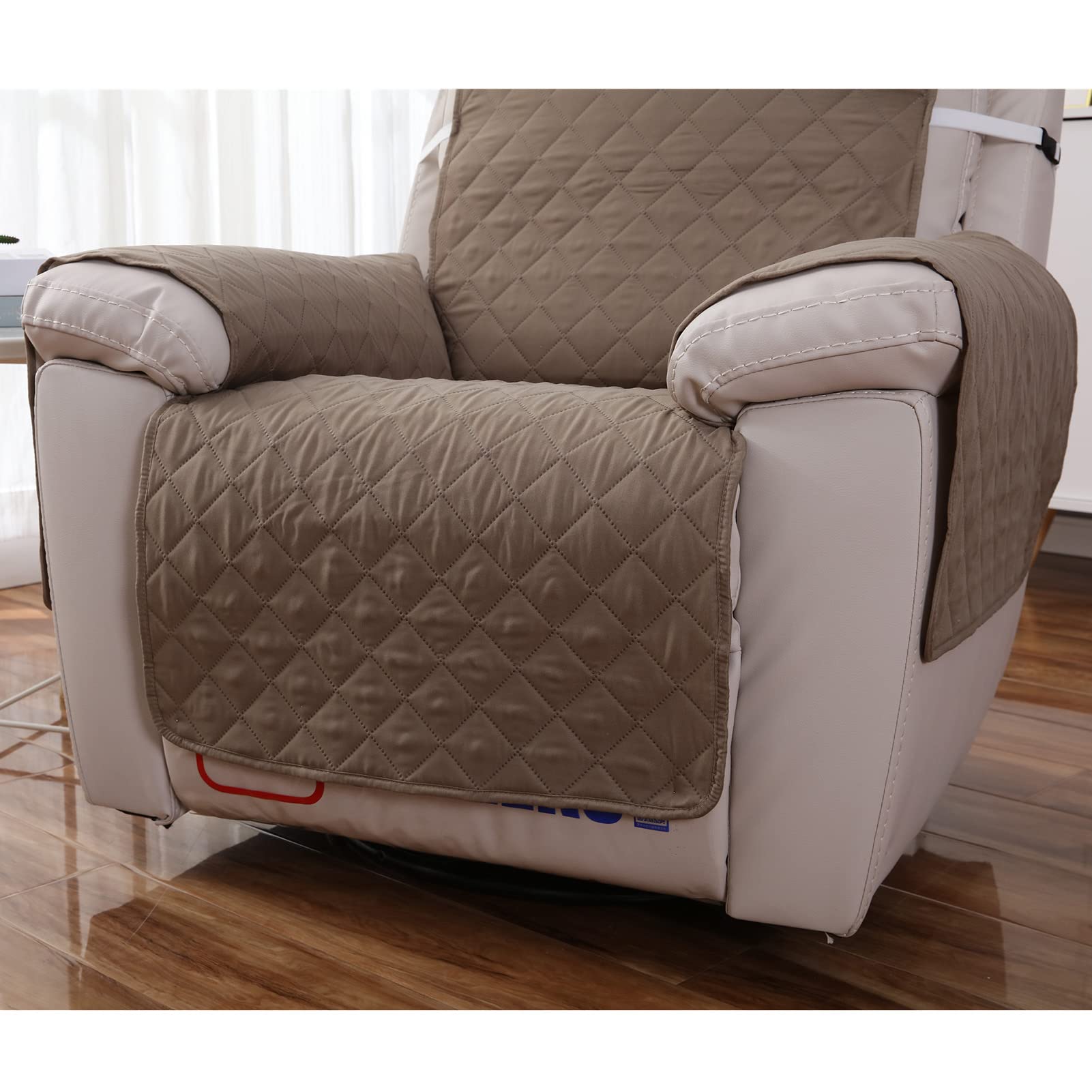 Copripoltrona Relax Trapuntato Salvadivano, Copridivano Reversibile Antiscivolo Poltrona Copertura Protezione Fodera Divano con Fascia Elastica (Khaki)