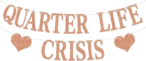 Cartel de crisis de Quarter Life, divertido letrero de banderines de cumpleaños, suministros de decoración de fiesta de cumpleaños 2530, fondo de