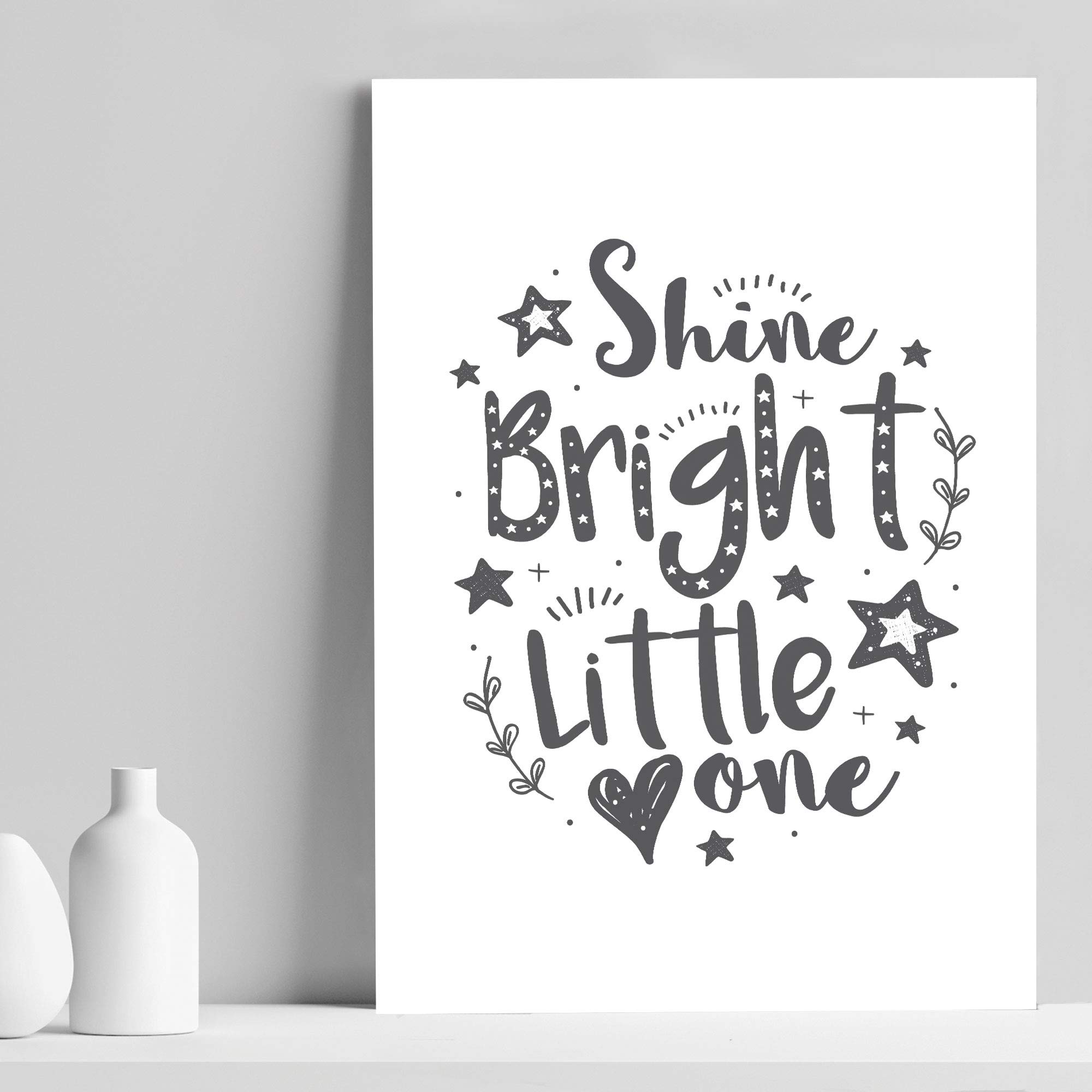 RED OCEAN Cute Boys Bedroom Print Boys Bedroom Wall Art Decor Grey Nursery Print Baby Gift Keepsake (A4 Print Only - Shine Bright White Grey)
