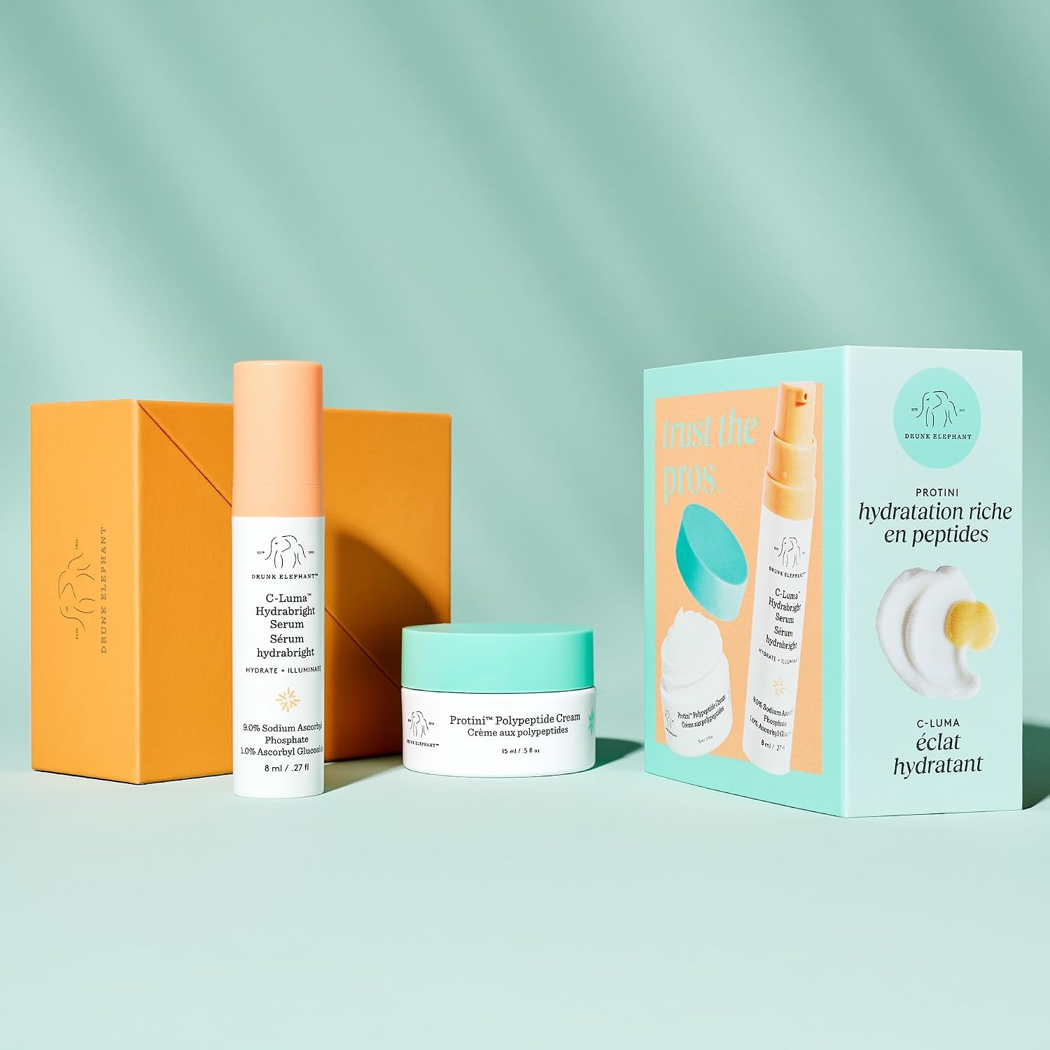 Drunk Elephant Trust The Pros - Travel Size - Illuminate and Firm Kit - Clean Clinical Skincare - Cruelty-Free - Dermatologist-Tested - Free of Essential Oils, Silicones, and Fragrance