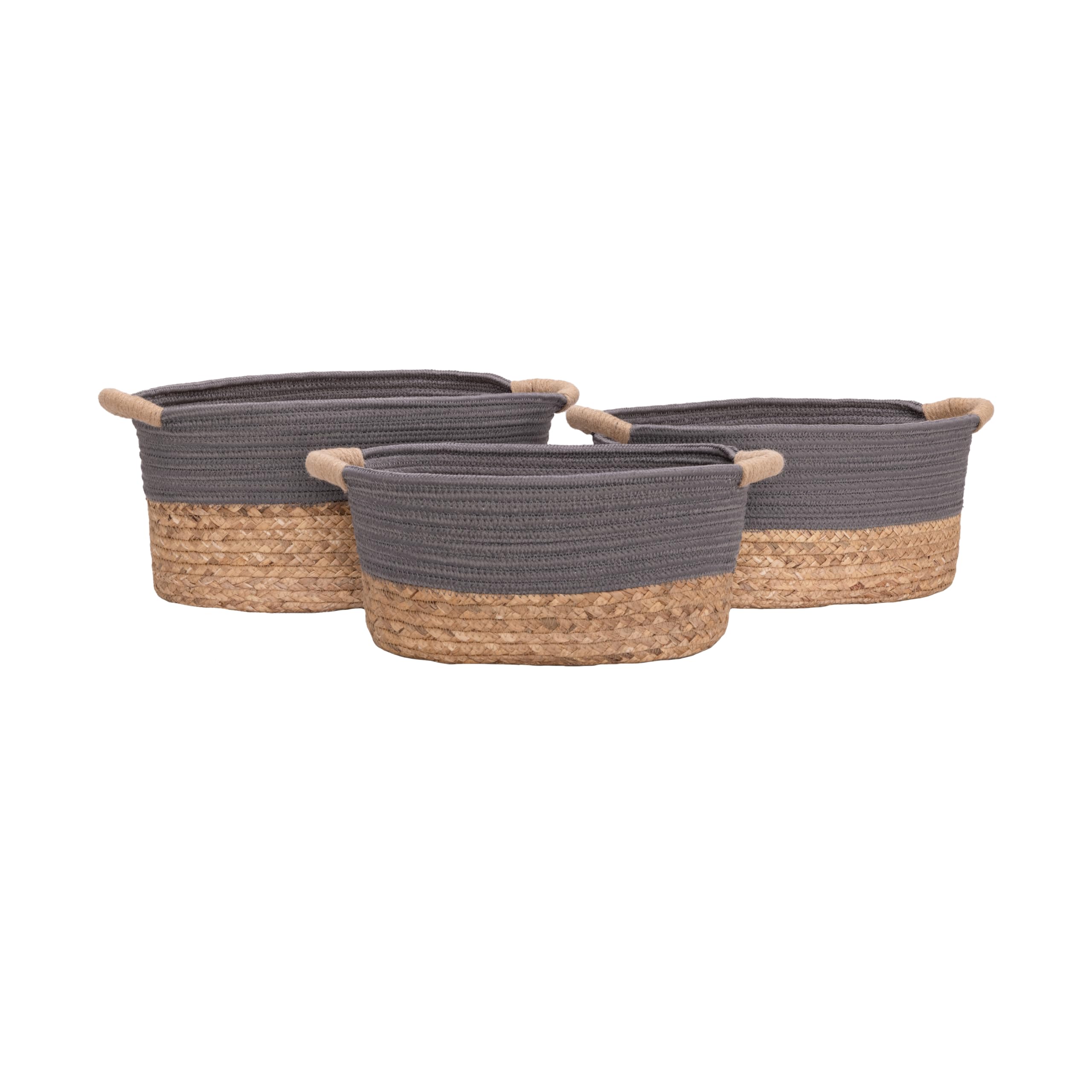 Panier à linge portable Seville Classics en jacinthe d'eau et corde pour le rangement des draps