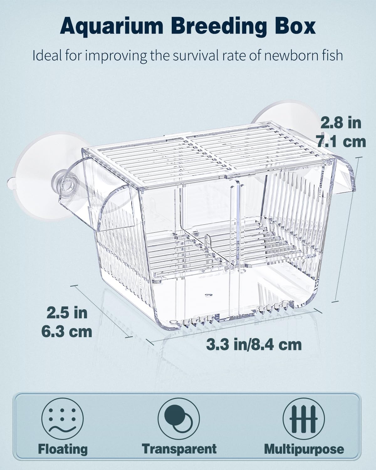 Pawfly Scatola di allevamento di pesci per acquario incubatrice per bambini con 6 ventose acrilica Gamberetti Betta piccola