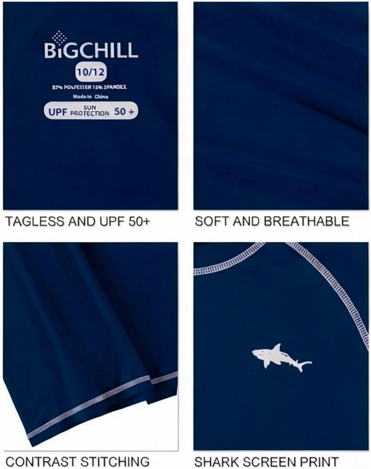 Big Chill Boys' Rash Guard Short Sleeve Long Sleeve Rashguard Swim Shirt UPF 50+