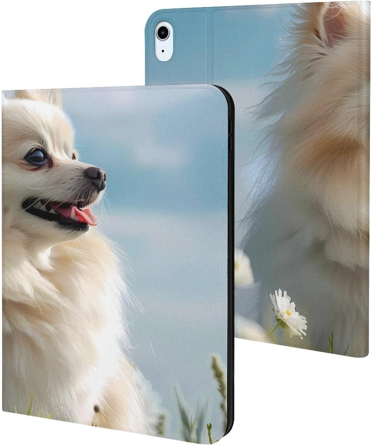 Pomeranian Printed Case Trifold Stand Protective Cover Compatible with ipad 2017/2018/Air1/Air2 (9.7in)