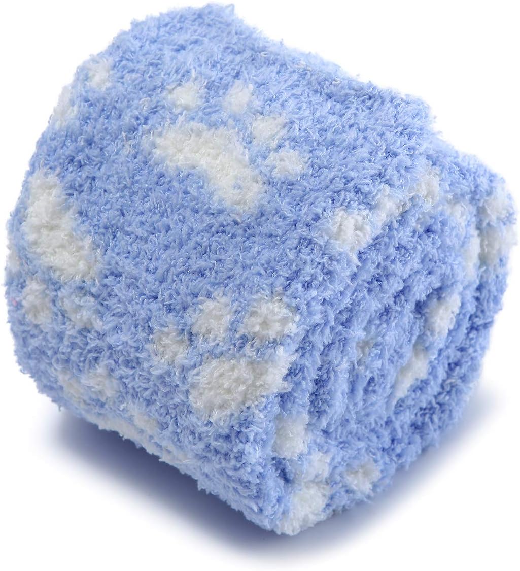 Littleforbig Cute Coral Fleece Thigh High Long Paws Pattern Socks 2 Pairs - Image 6