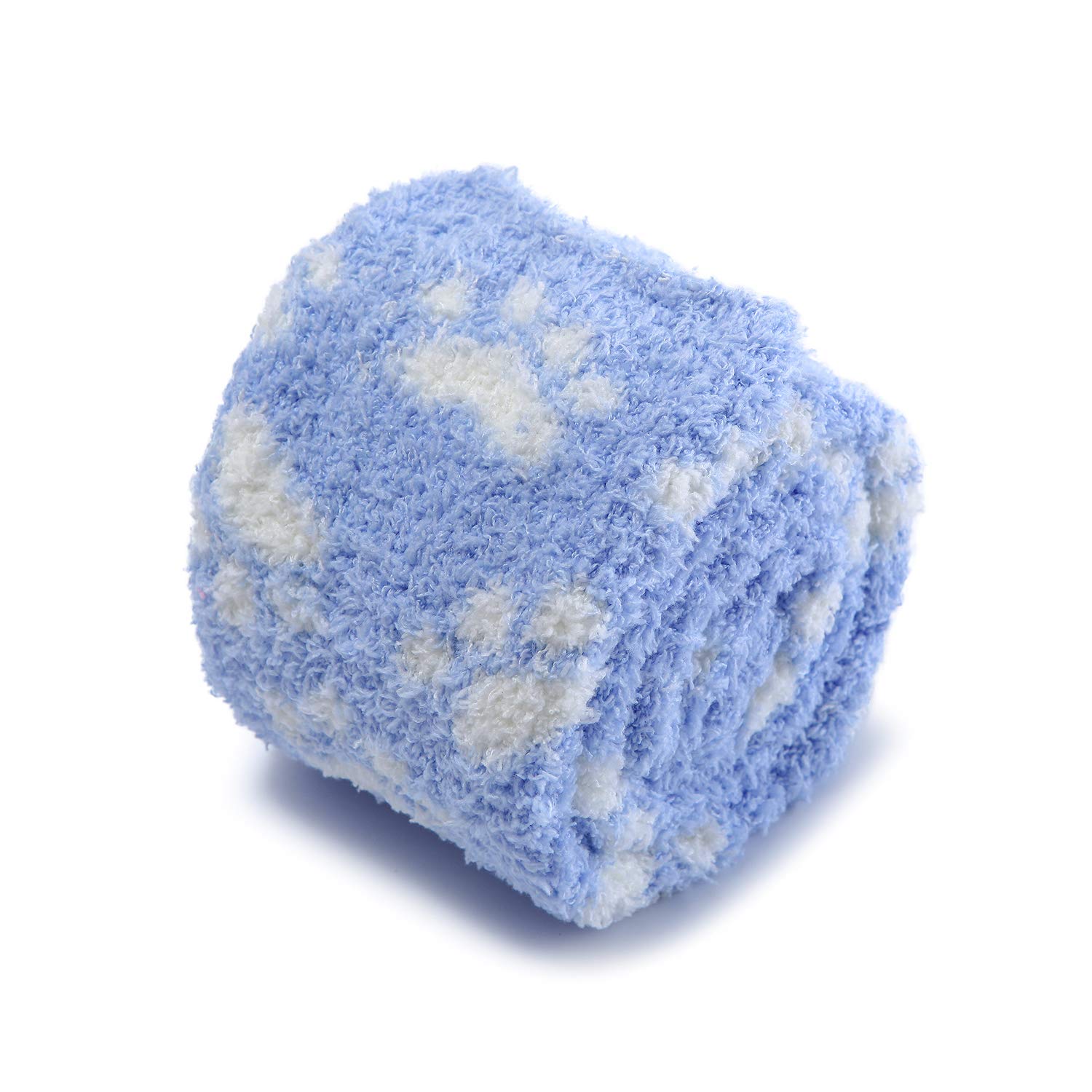 Littleforbig Cute Coral Fleece Thigh High Long Paws Pattern Socks 2 Pairs: Large Blue