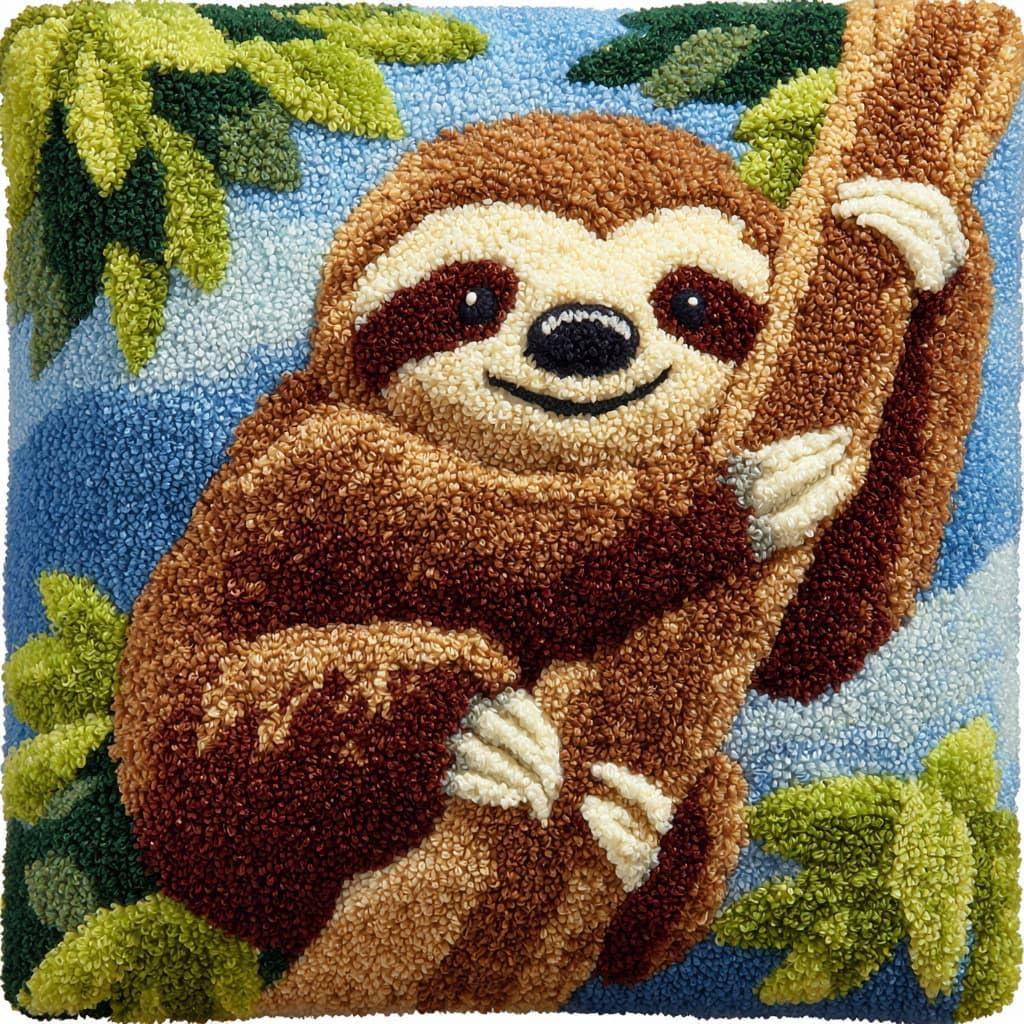 WallustrioaW Latch Hook Cushion Kits for Adults,Animal Sloth