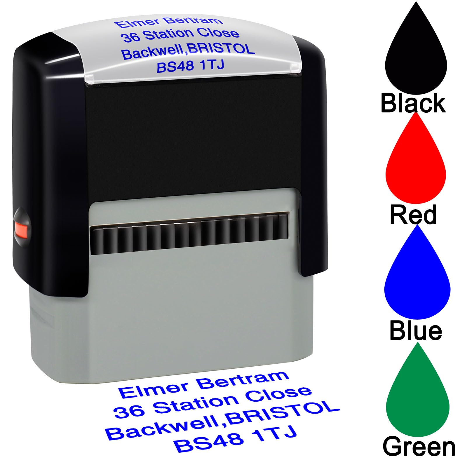 Personalised Stamp Self-Inking Custom Business Address Rubber Stamps Customised Return Address Stamp with Name Date Signature(47 x 18mm -4 Lines)