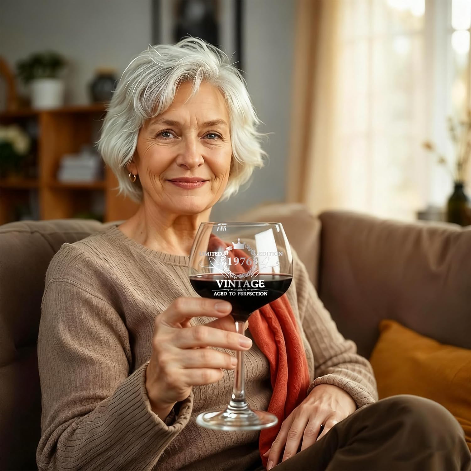 50TH Birthday Gifts for Her, Vintage 1976 Engraved 50th Wine Glass, 50 Year Old Birthday Decorations For Women, Funny 50 Bday Gifts Idea For Women, Friends, Daughter, Sister Mom - Turning 50 Present - Image 2