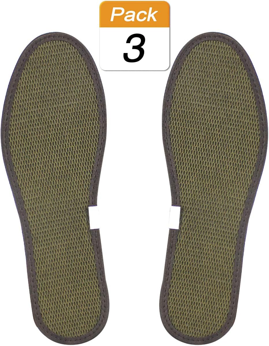 Scheppend Bamboo Charcoal Deodorant Mesh Insoles Sweat-Absorbent Shoe Pads,3 Pairs (Size 35(5.5 US Womens))