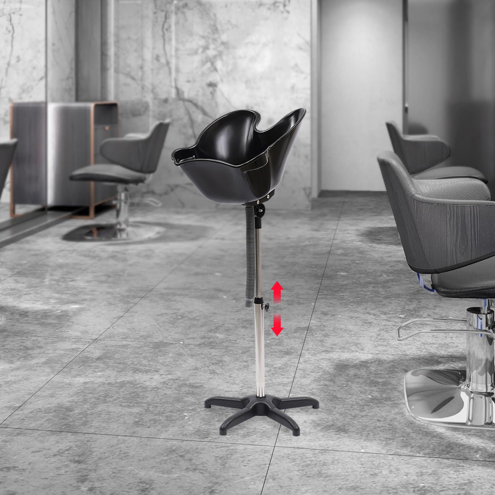 Mobiles Friseurwaschbecken, Friseur Waschbecken, Haarwaschbecken mit Stopper und Ablaufschlauch, Höhenverstellbar, Ergonomischen Design, Kann Es Auch Haarwaschbecken für Bettlägerige