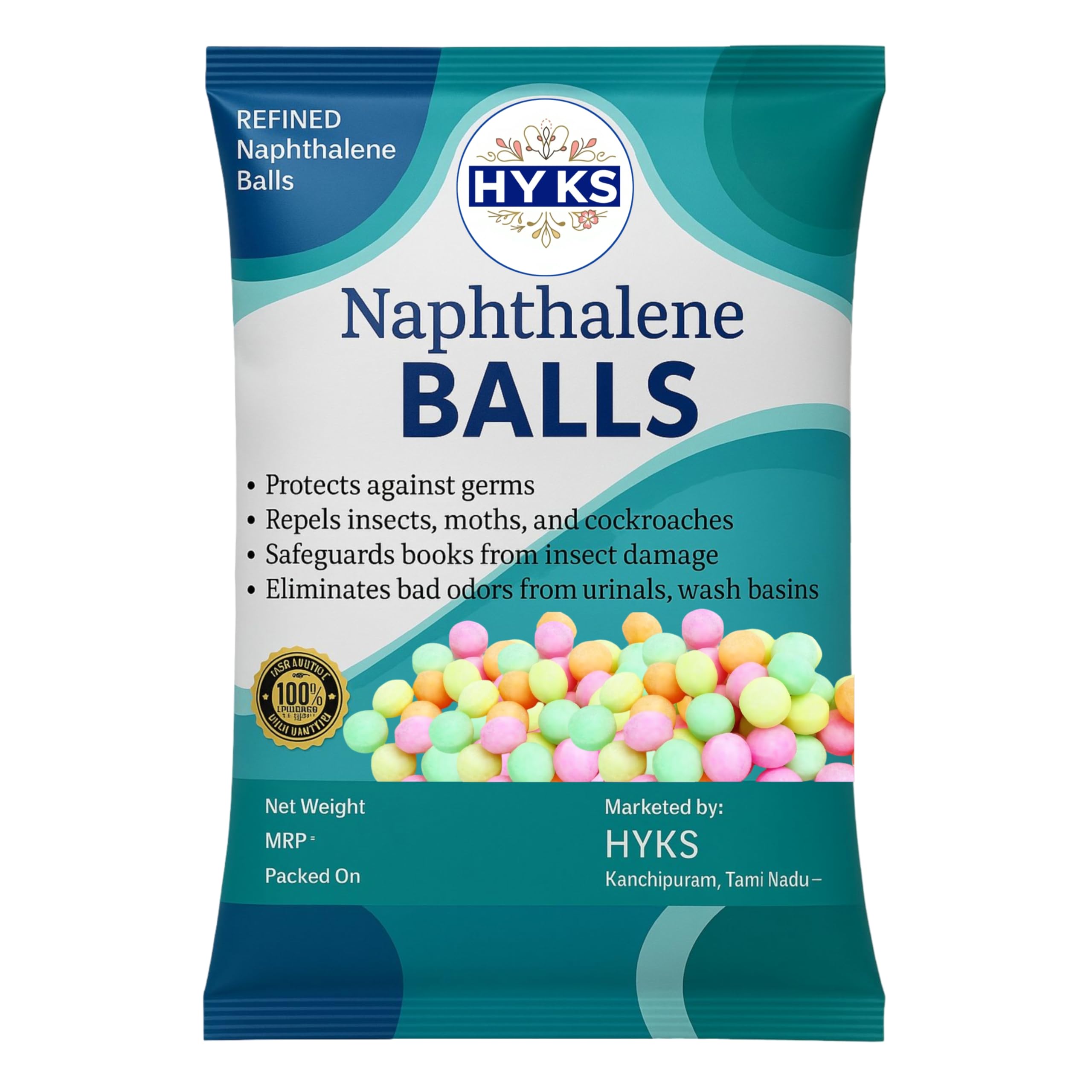HYKS - Naphthalene Balls (Phenyl Goli) – 200g Pack | Repels Moths, Cockroaches & Insects | Ideal for Wardrobes, Toilets & Storage Areas-image-10