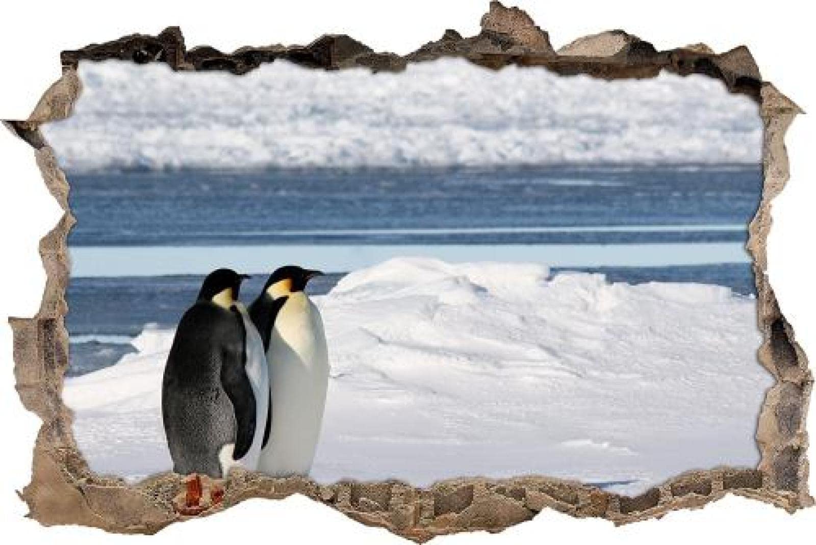 Gougeltd Etiqueta De La Pared 3D dos magníficos pingüinos emperador en témpano de hielo Tatuajes De Pared Pegatinas Murales De Vinilo Decoración De La Habitación De Los Niños 80x120cm