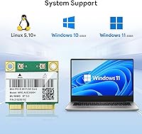 Vista 5 de AX210HMW Tarjeta WiFi, Wi-Fi 6E Tarjeta inalámbrica para portátil Mini interfaz PCIE, módulo inalámbrico de tres bandas para portátil, adaptador