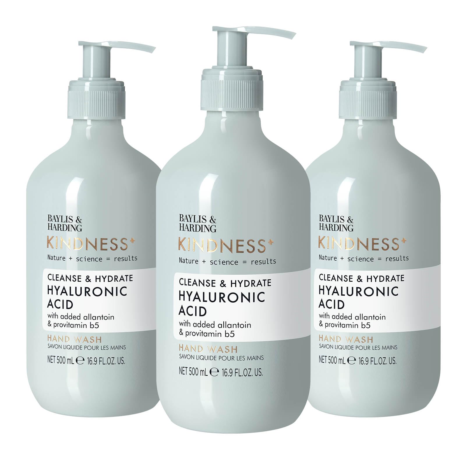 Baylis & Harding Kindness+ Hyaluronic Acid Hand Wash 500ml 3 pack