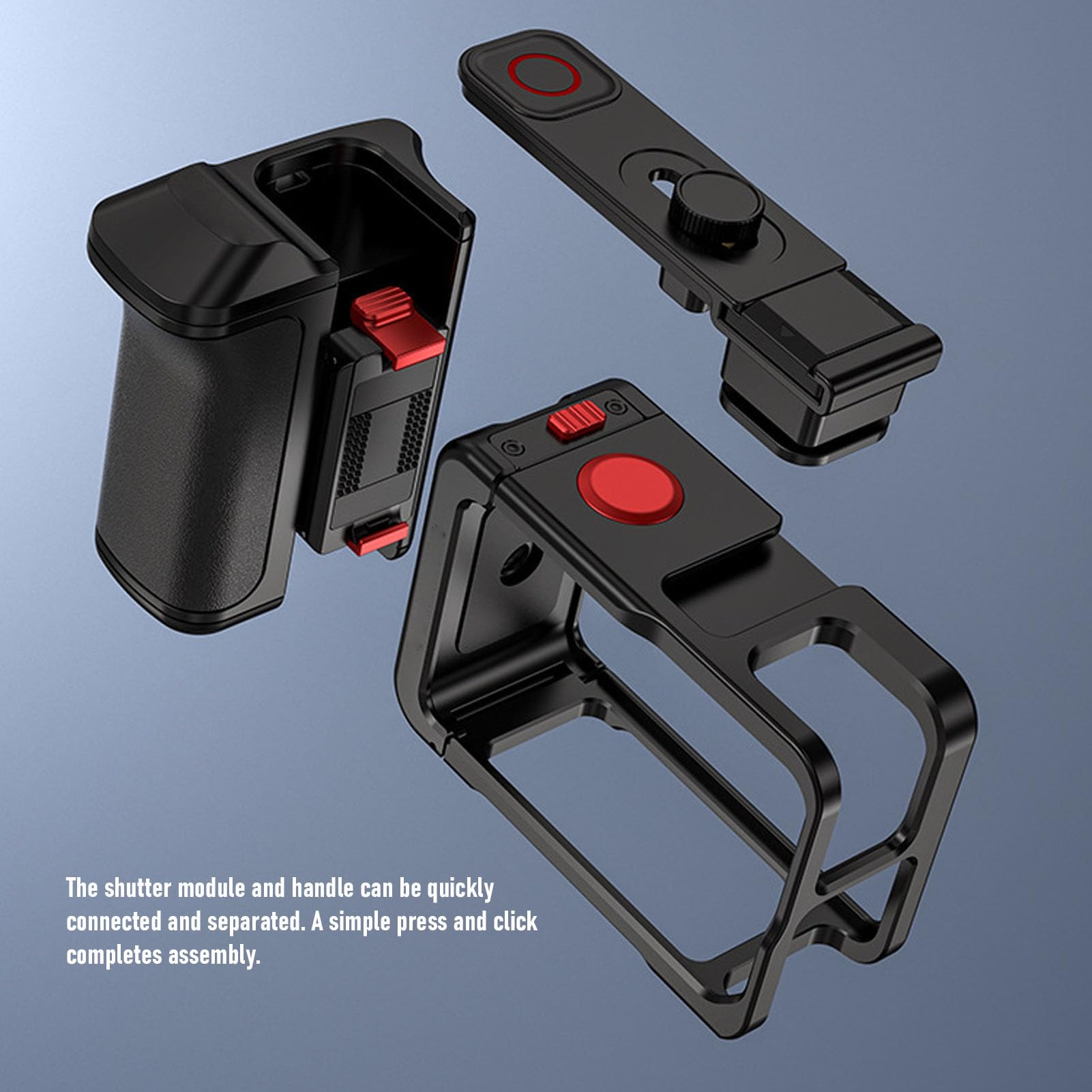 Sxhlseller Kit Impugnatura per Fotografia di Strada per 5 Pro 4 3, Impugnatura Ergonomica Antiscivolo e Gabbia in Lega di Alluminio con Sgancio Rapido Magnetico, per Fotografia All'aperto e