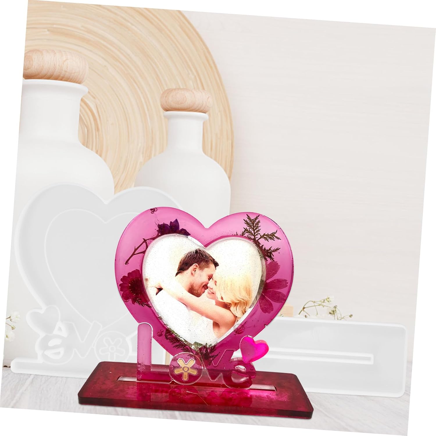 Homoyoyo 1set Heart Shape Silicone Photo Frame Mold for Crafting Creative Picture Frame Making Kit for Home Decor Silicone Molds for Unique Photo Displays