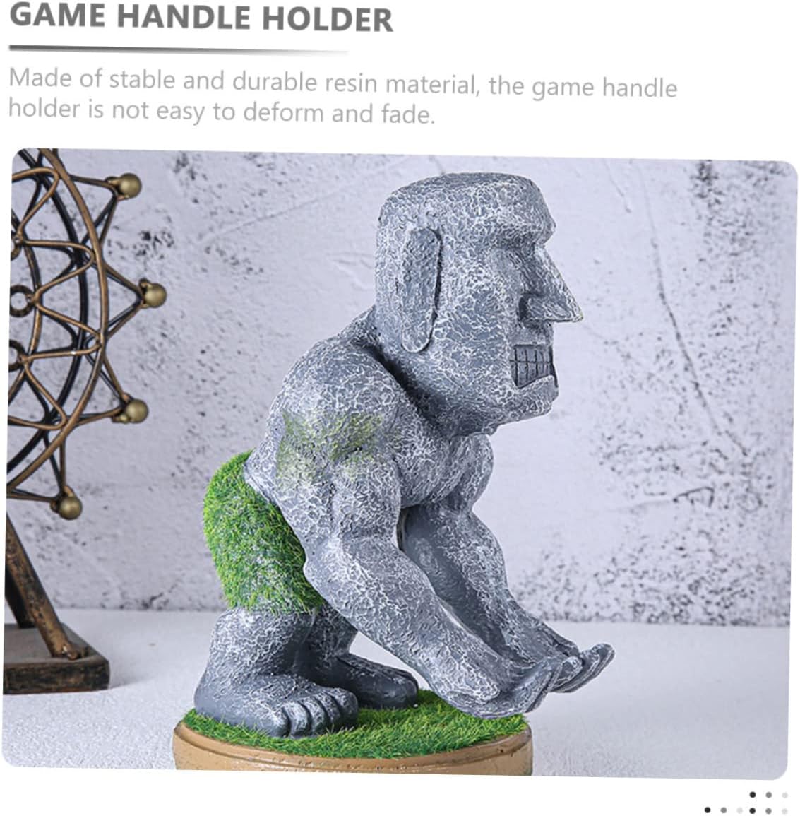 Angoily Wear-Resistant Moai Stone Game Controller Holder Multi-Functional Desktop Stand for Gaming Accessories Unique Decorative Statue for Use