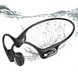 Bone Conduction Bluetooth Headphones-SurfAudio, IP68 Waterproof Swimming Headphones with 32GB MP3 Player, Lightweight Open Ear Design for Swimming/Surfing/Marathon/Cycling(Black)