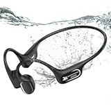 Bone Conduction Bluetooth Headphones-SurfAudio&comma; IP68 Waterproof Swimming Headphones with 32GB MP3 Player&comma; Lightweight Open Ear Design for Swimming&sol;Surfing&sol;Marathon&sol;Cycling&lpar;Black&rpar;