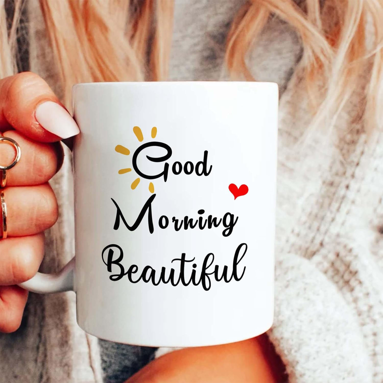 Good Morning Beautiful And Handsome Coffee Mugs, His and Hers Gifts for Couple Mugs (present) - Image 2