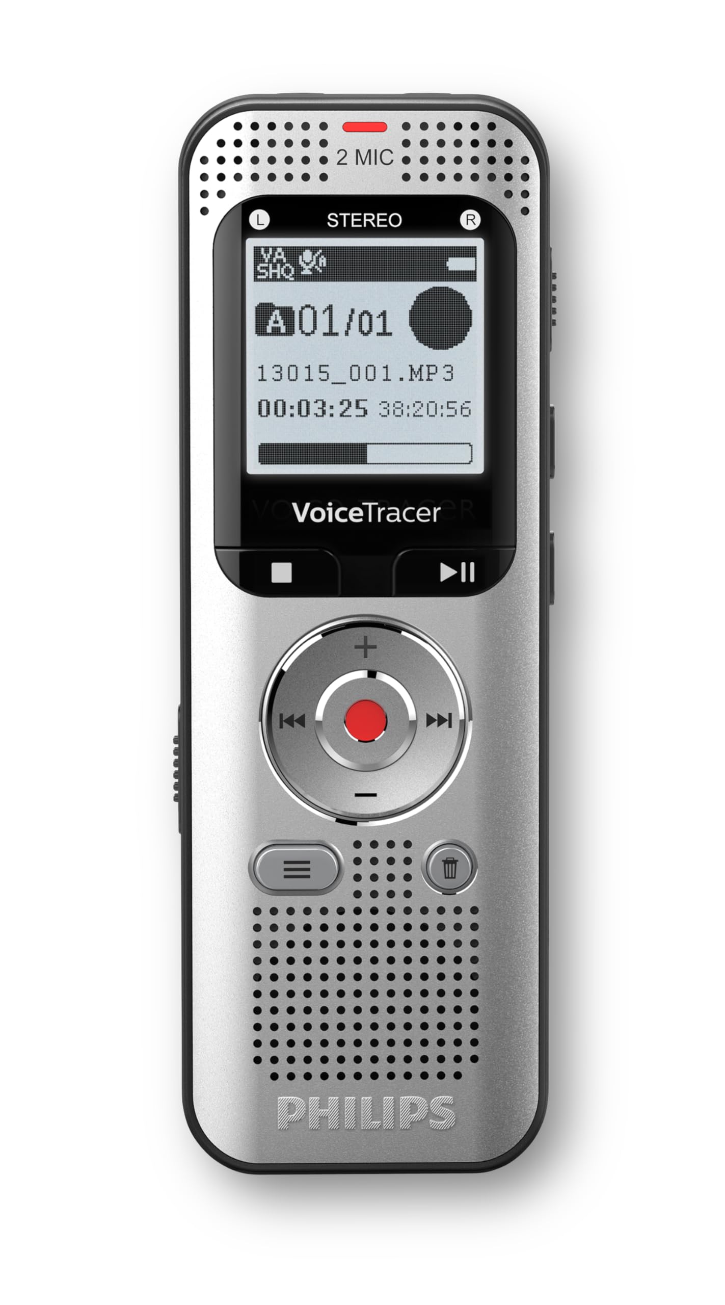 Philips DVT2015 VoiceTracer, Diktiergerät, Aufnahmegerät, MP3, HiFi Stereo, inkl. Sembly AI-Testlizenz: Transkription & KI-Zusammenfassungen