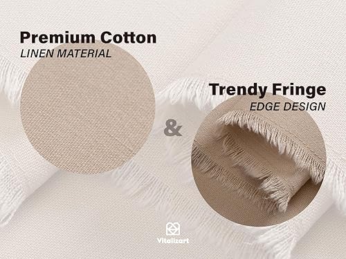 Miniatura 10 de Vitalizart Camino de mesa beige de 14 x 72 pulgadas de largo con textura de algodón y lino para decoración rústica del hogar, comedor, decoración de