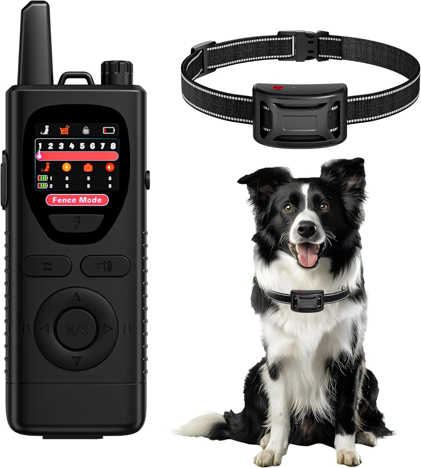 Wireless Dog Fence System - 2-in-1 Pet Containment & Training Collar with Accurate Boundary Control, IPX6 Waterproof and Rechargeable, for Large & Medium 1 Dogs Black