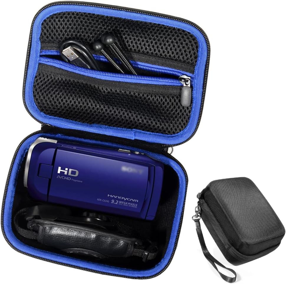 Semi-hard Camcorder Case for Sony HD Video Recording HDRCX405, HDRCX440 Handycam; Canon VIXIA HF R800, Panasonic HC-V180K and Kimire HD Recorder, Professional Hard Case with SD, Memory Card Pockets,