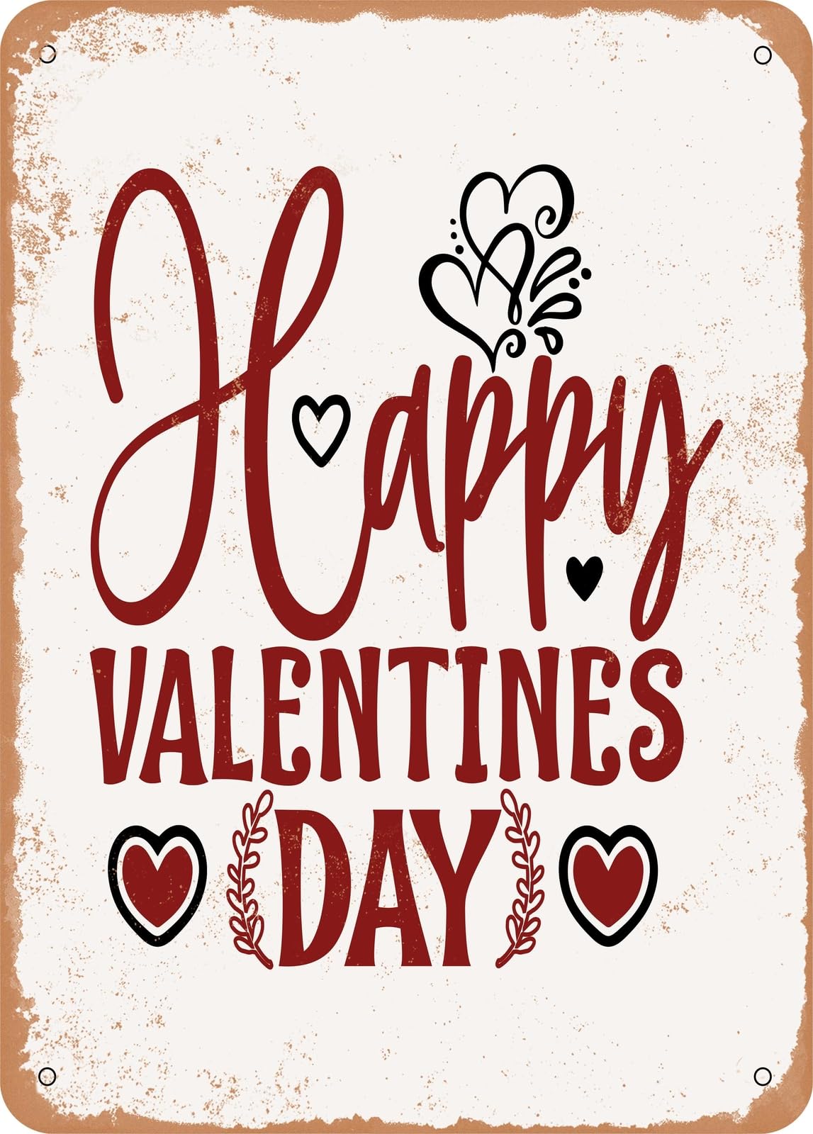 Miaomansenstore Metal Sign - Happy Valentines Day - 3 - Vintage Rusty Look Home Decor