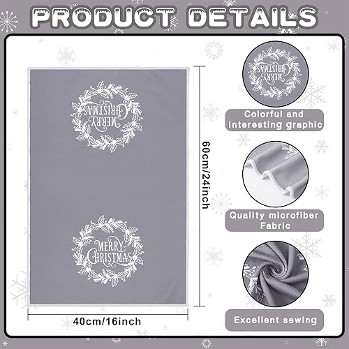 Miniatura 3 de Tatuo 6 toallas de cocina navideñas con copos de nieve, campanas de árbol de Navidad, toallas de mano absorbentes para invierno, decoración