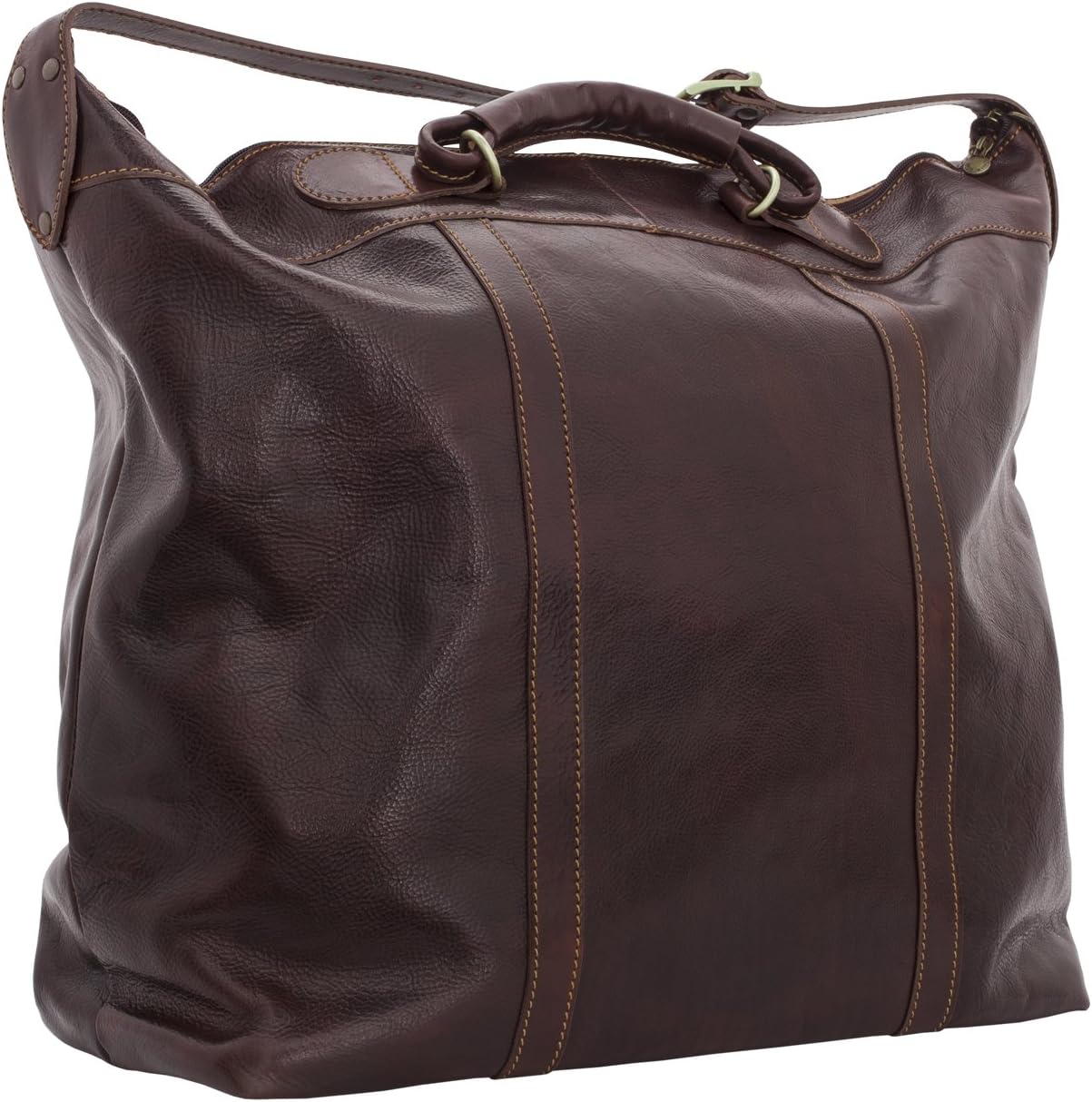 Alberto Bellucci Unisex Italian Leather Tahiti Large Weekender/Overnight Travel Shoulder Tote Bag in Brown