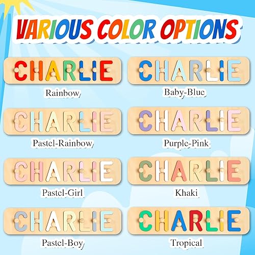 Miniatura 5 de Rompecabezas de madera con nombre para niños, regalos de primer cumpleaños, rompecabezas con nombre personalizado para niños de 1 año, juguetes de