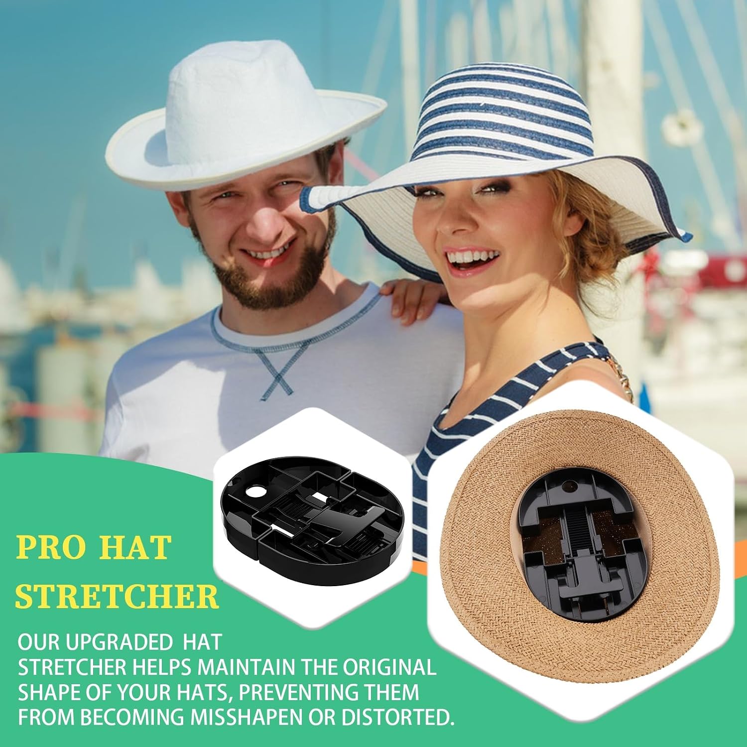 Hat Stretcher for Fitted Hats Sizes 7 to 8 1/2 Cowboy Hat Stretchers Plastic for Men and Women, Adjustable Baseball Cap Reshaper Fits All Caps Extender Black