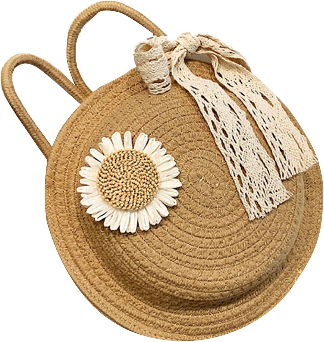 QZUniqueStraw Bag Women Round Straw Purse Woven Summer Beach Bag Tote Handbag Shoulder Bag for Women Vacation, Khaki