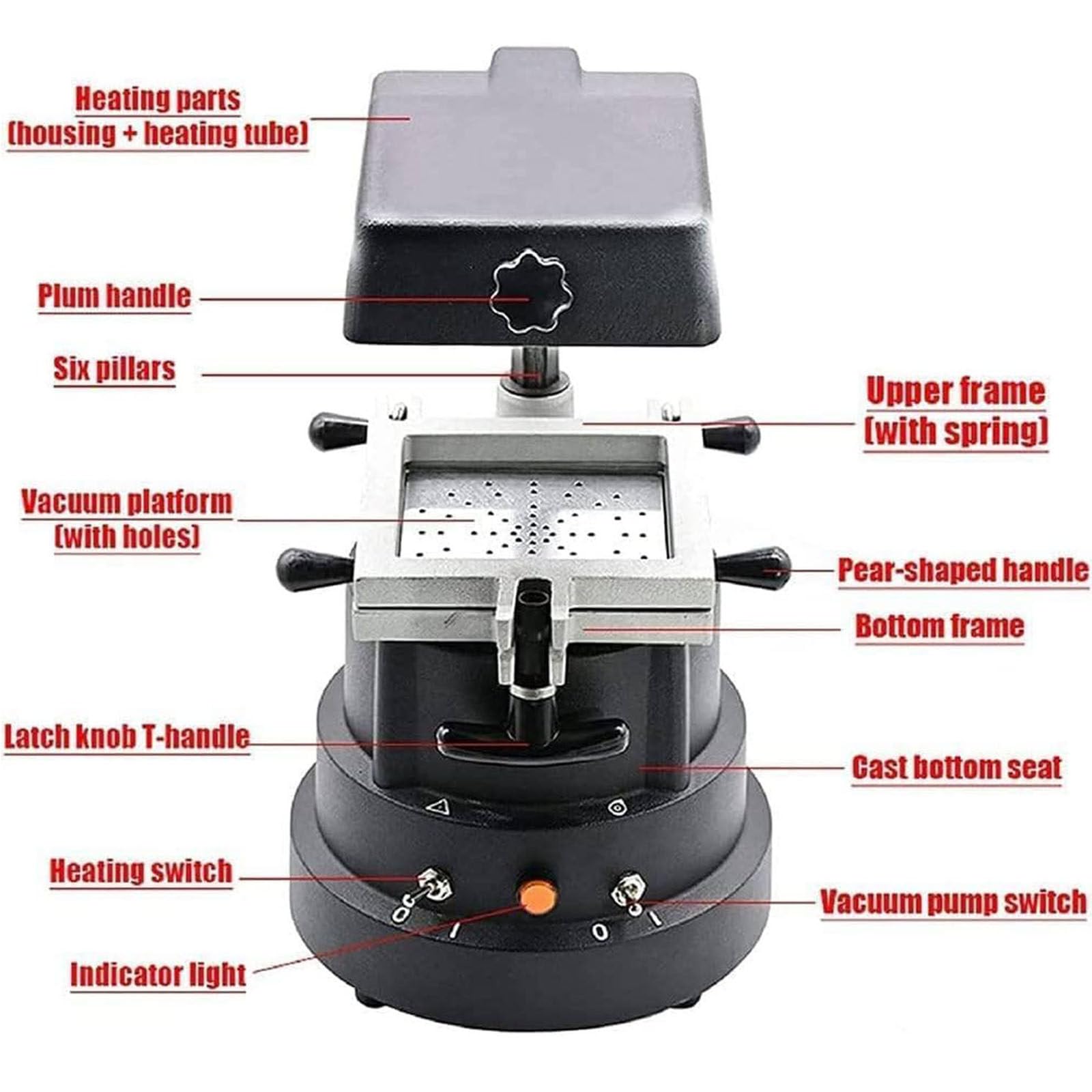 Vakuumformmaschine, Dental-Vakuumformmaschine, Thermoform-Laborausrüstung, 1200 W, verstärkte Adsorption – Labor-Vakuumform-DIY-Prothesen-Set