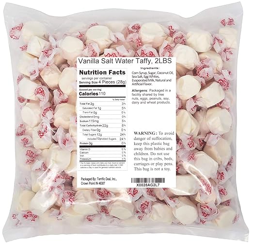 Vanilla Salt Water Taffy, 2LBS Taffy Candy Grocery
