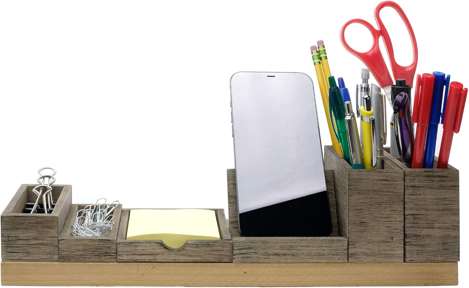 Excello Global Products Magnetic Desk Organizer | 6 Removable Compartments for Pens, Pencils, Post-Its, Paperclips, Cell Phone and Office Supplies (Brown)