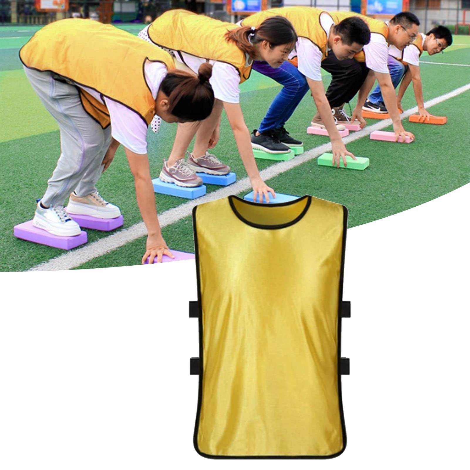Septpenta Fußball Basketball Trainings Unterhemd mit Elastischem Design für Sommer und Winter, Rundhalsausschnitt, Fußball Volleyball Sporttrikot für Jugendliche und Erwachsene(Gelb)