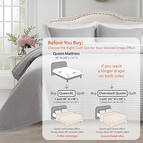 Vista 211 de KASENTEX - Juego de edredón lavable a máquina, cubrecama muy suave, ligero, lavado a la piedra, con costuras detalladas, matrimonial/queen con 2