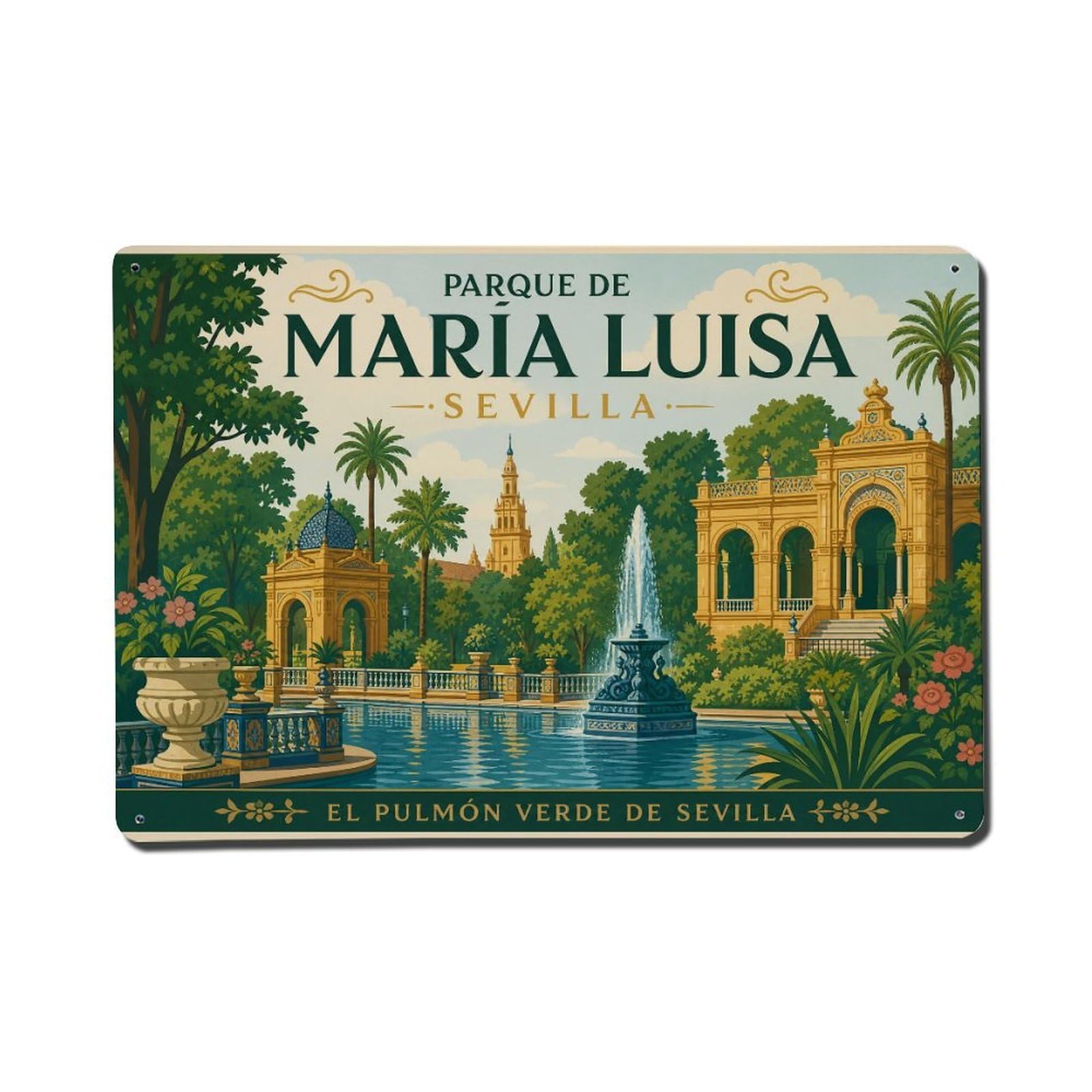 Metal Tin Sign Seville Spain Vintage Travel