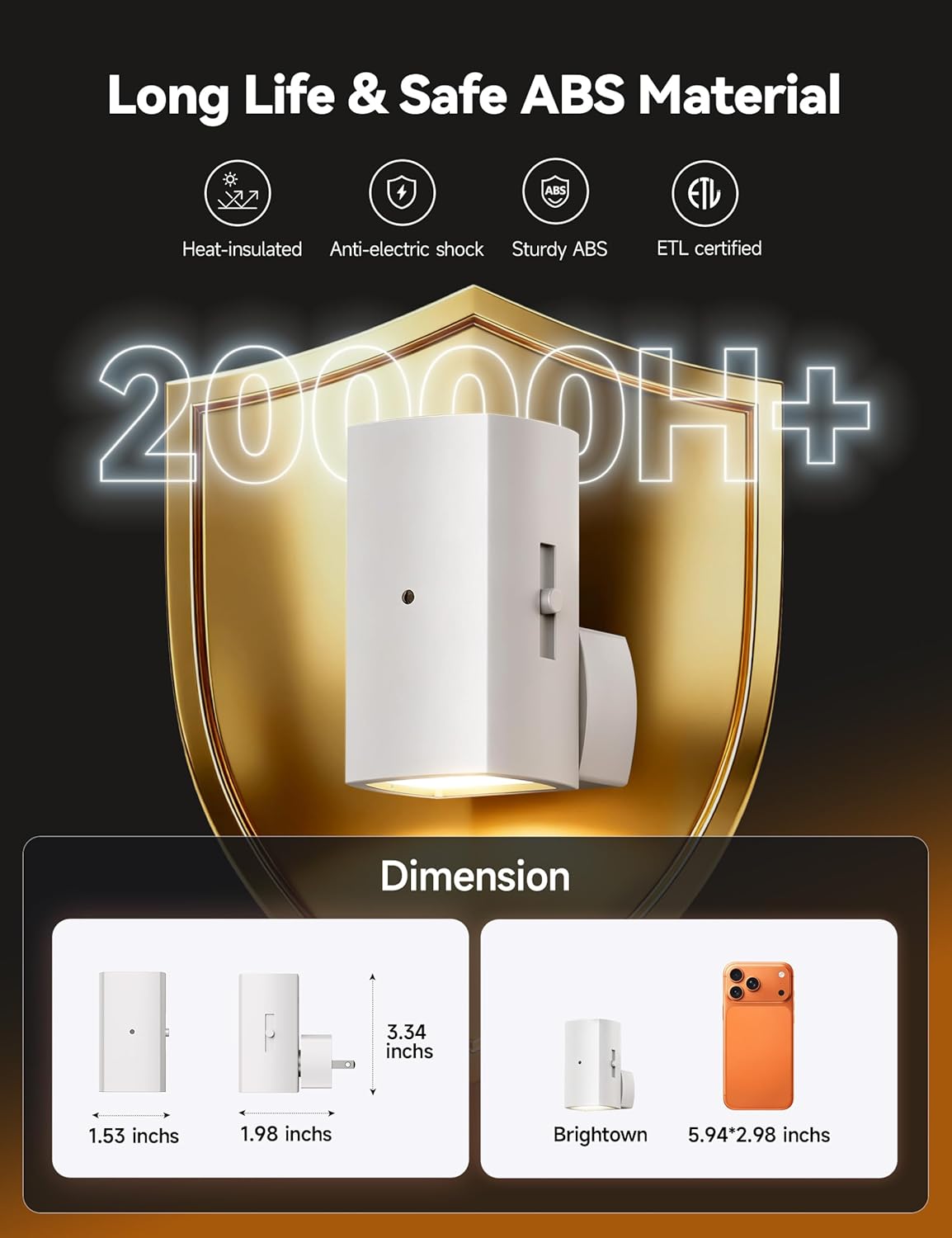 Brightown 2 Pack White Night Lights Plug into Wall, Modern Night Light with Rotating Plug, Dusk to Dawn Sensor, 0-100LM Stepless Dimming Aora Night Light for Hallway Bedroom Bathroom, Soft White