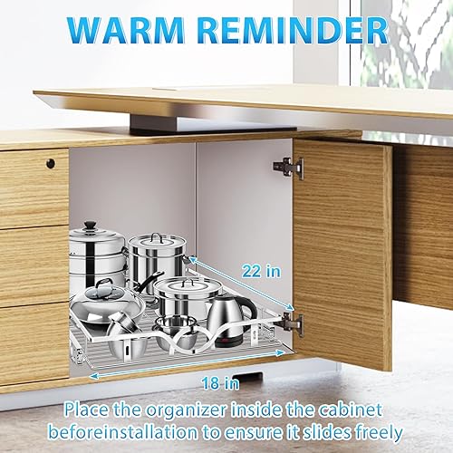 Vista 25 de Organizador de gabinete extraíble (12 pulgadas de ancho x 21 pulgadas de profundidad), estantes deslizantes para cocina, organizador debajo