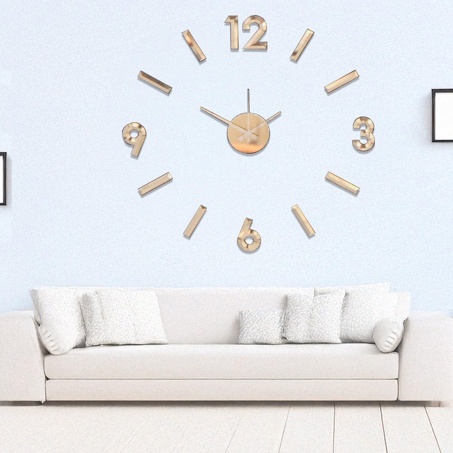 DRW Reloj de Pared Adhesivo de Goma eva MAX. 60cm en Dorado 60x2x60 cm