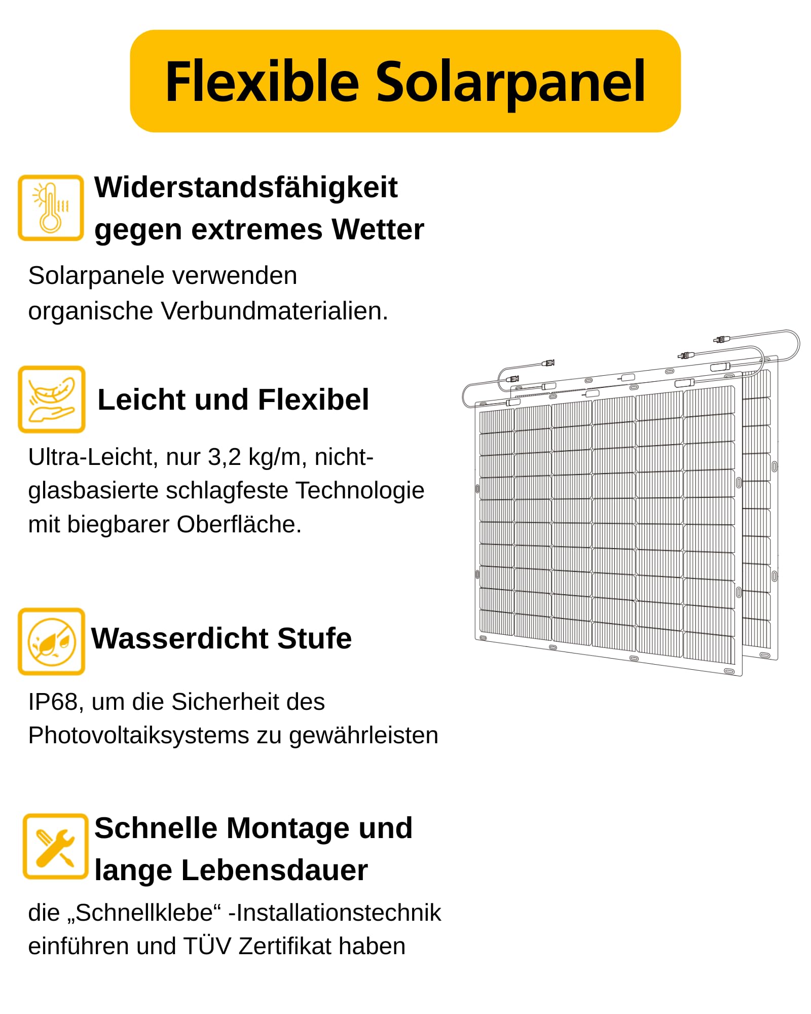 ALLDREI® flexible Solarmodule 2 Stücke - 450W flexibles Solarpanel-Kit, 213°Biegung PV Module mit TOPCon-Tech, 2x225W Wasserdicht Photovoltaik für Wohnmobil, Balkonkraftwerk, Camping, Boot, 0% MwSt.