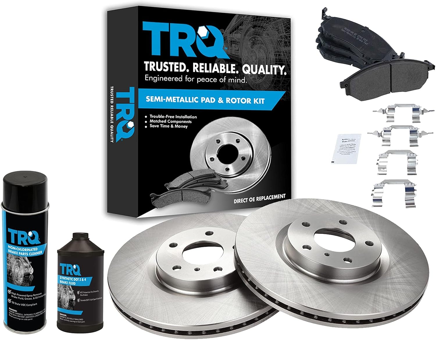 TRQ Front Brake Pad & Rotor Kit Semi-Metallic Compatible with 05-19 INFINITI 06-19 Nissan