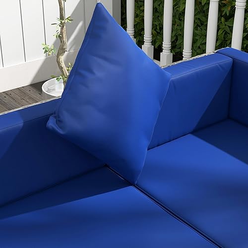 Miniatura 8 de Outsunny Juego de muebles de patio de 7 piezas juegos de conversación de mimbre para exteriores para todo tipo de clima juego de sofá modular de