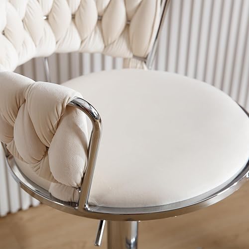 Miniatura 44 de Juego de 2 taburetes de bar de terciopelo giratorios con base de metal dorado, taburetes de bar modernos de altura de mostrador para cocina, pub,