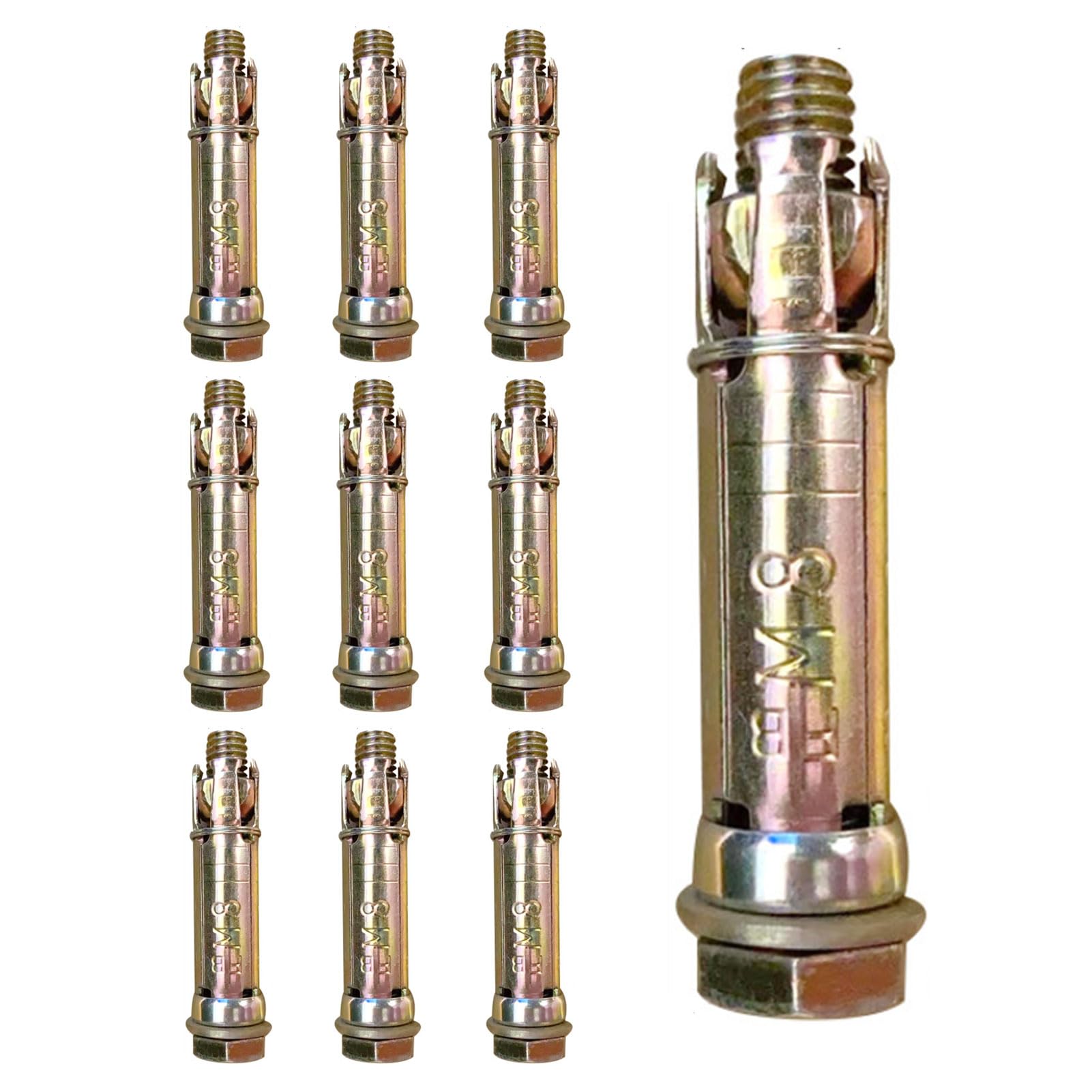 10 Pcs Anchor Bolts, 60mm M8 Hex Bolt Sleeve